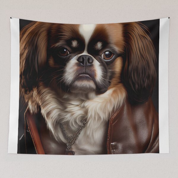 Item preview, Japanese Chin wearing leather jacket - Dog Breed Portrait designed and sold by Nalaxation.