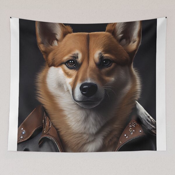 Item preview, Kishu wearing leather jacket - Dog Breed Portrait designed and sold by Nalaxation.