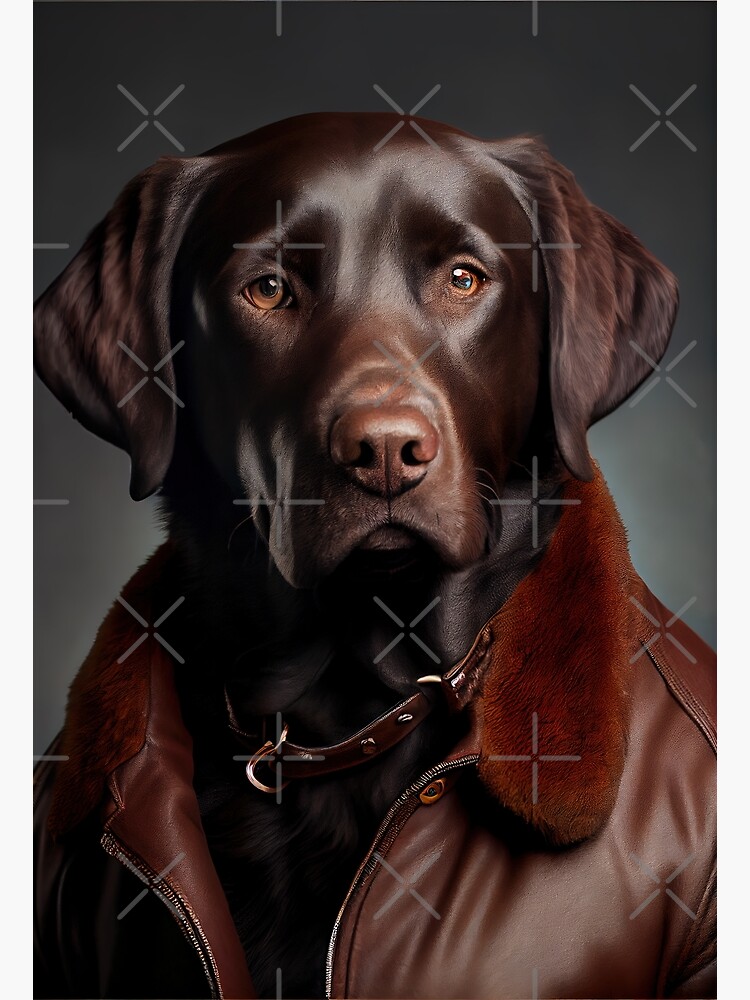 Labrador Retriever wearing leather jacket - Dog Breed Portrait | Poster