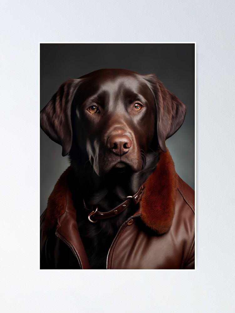 Labrador Retriever wearing leather jacket - Dog Breed Portrait | Poster