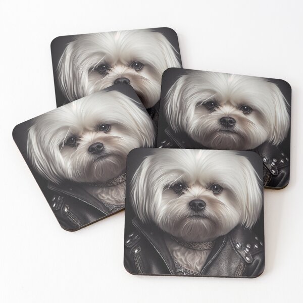 Item preview, Maltese wearing leather jacket - Dog Breed Portrait designed and sold by Nalaxation.