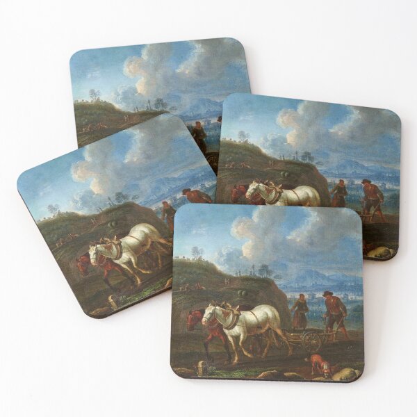 Item preview, Ploughing the fields with horses vintage painting designed and sold by Vintage Designs +.