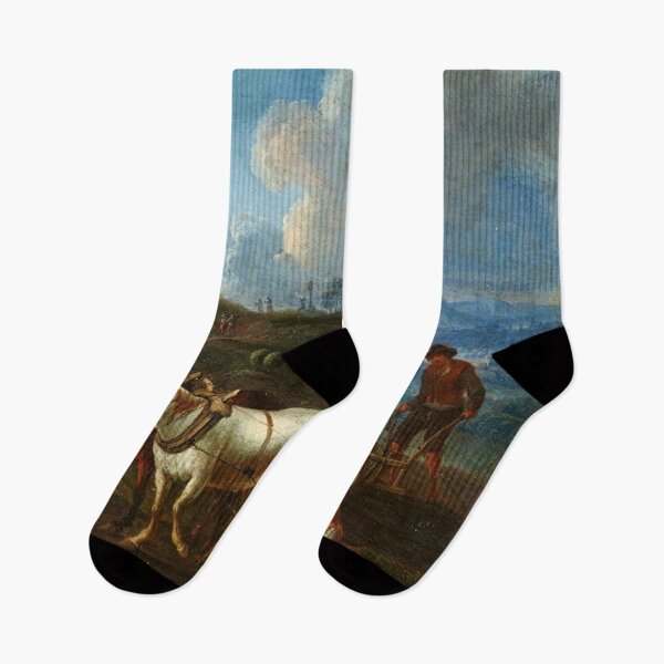 Item preview, Ploughing the fields with horses vintage painting designed and sold by Vintage Designs +.
