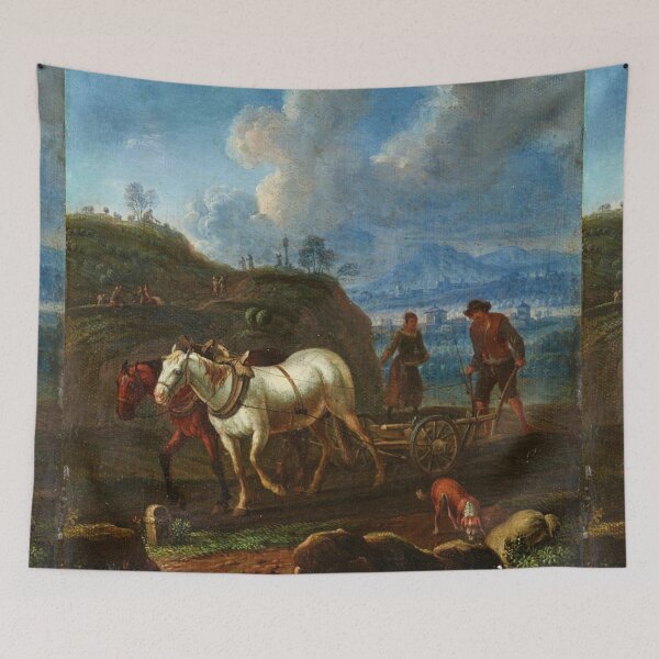 Item preview, Ploughing the fields with horses vintage painting designed and sold by Vintage Designs +.