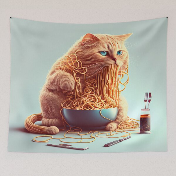 Item preview, Cat eating spaghetti  designed and sold by MystiS.