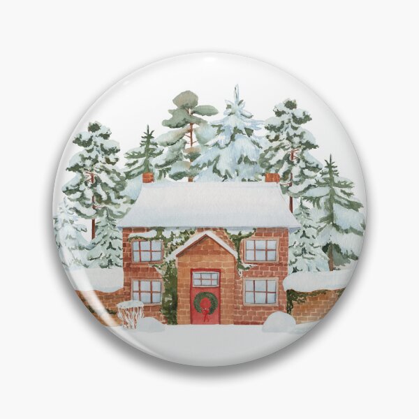 Item preview, beautiful house with fir trees filled with snow designed and sold by JAG2B.