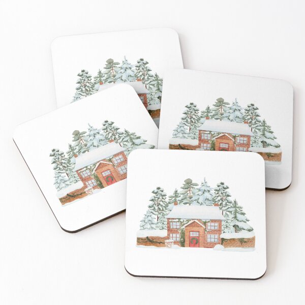 Item preview, beautiful house with fir trees filled with snow designed and sold by JAG2B.