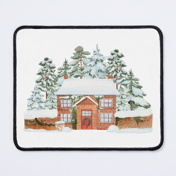Item preview, beautiful house with fir trees filled with snow designed and sold by JAG2B.