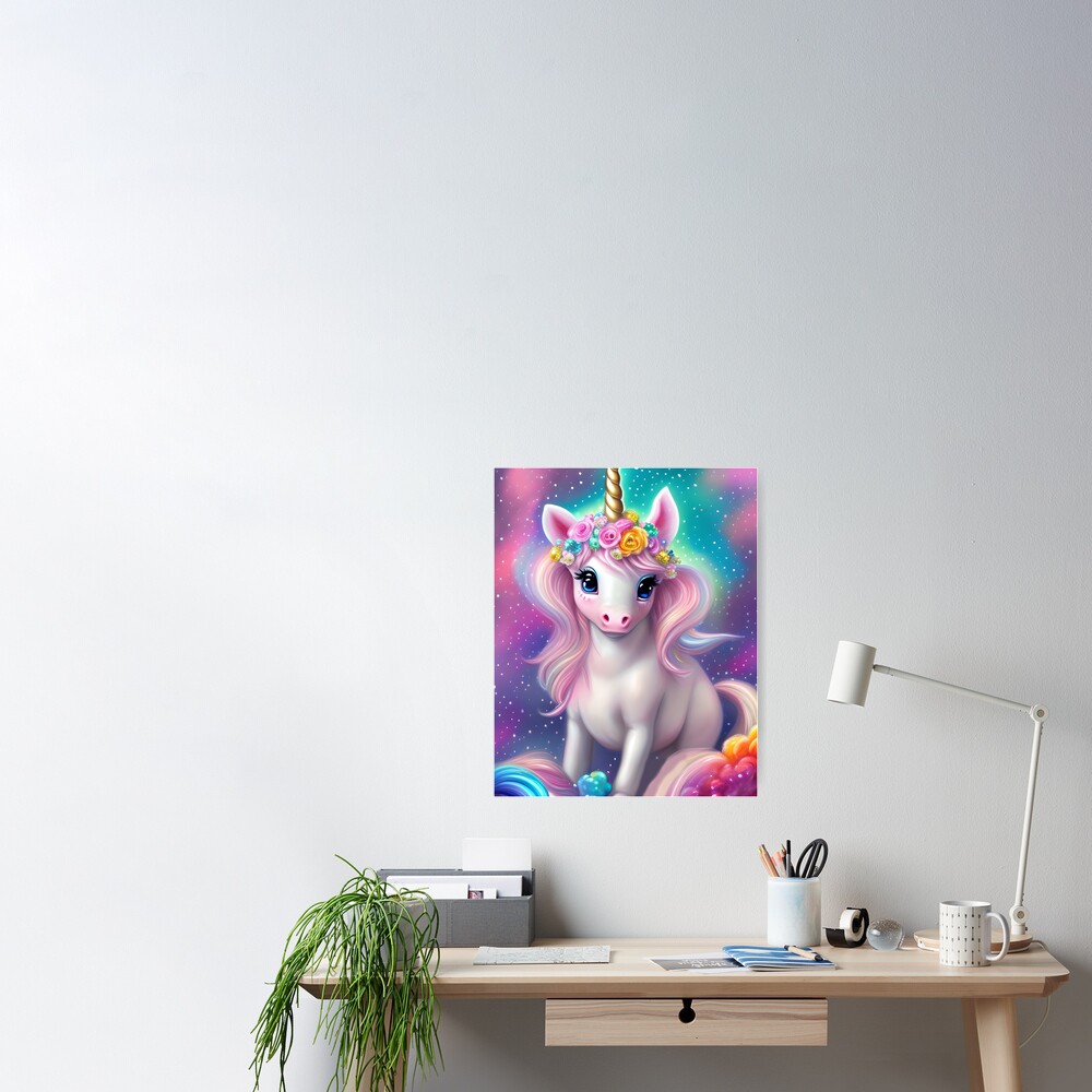 Fantasy Cute Kawaii Baby Unicorn Poster for Sale by Trace1234