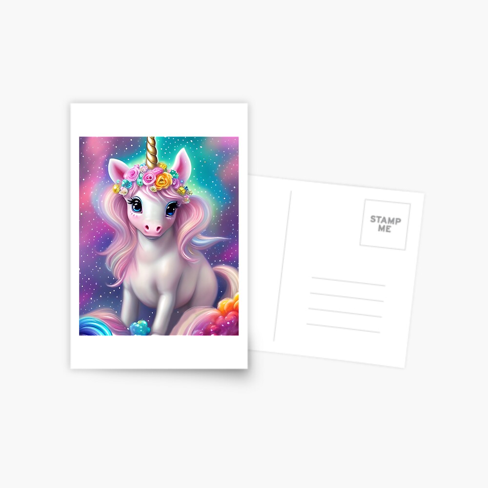 Fantasy Cute Kawaii Baby Unicorn Postcard for Sale by Trace1234