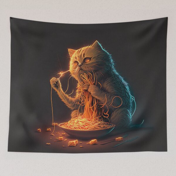 Item preview, Cat eating spaghetti  designed and sold by MystiS.