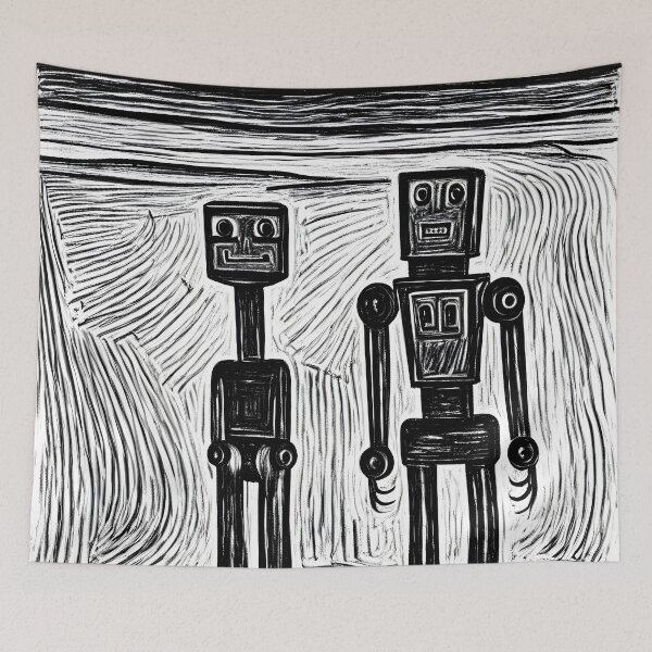 Item preview, Two Robots in the style of Munch designed and sold by insaneinc.
