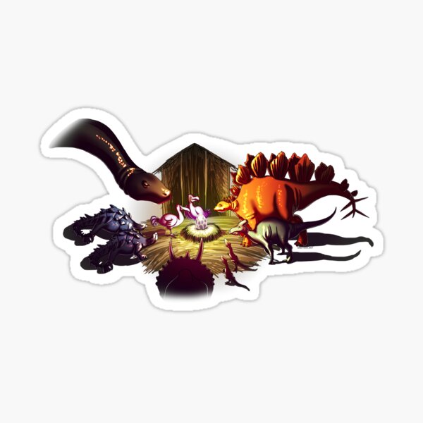 Dinosaur Nativity Scene Sticker