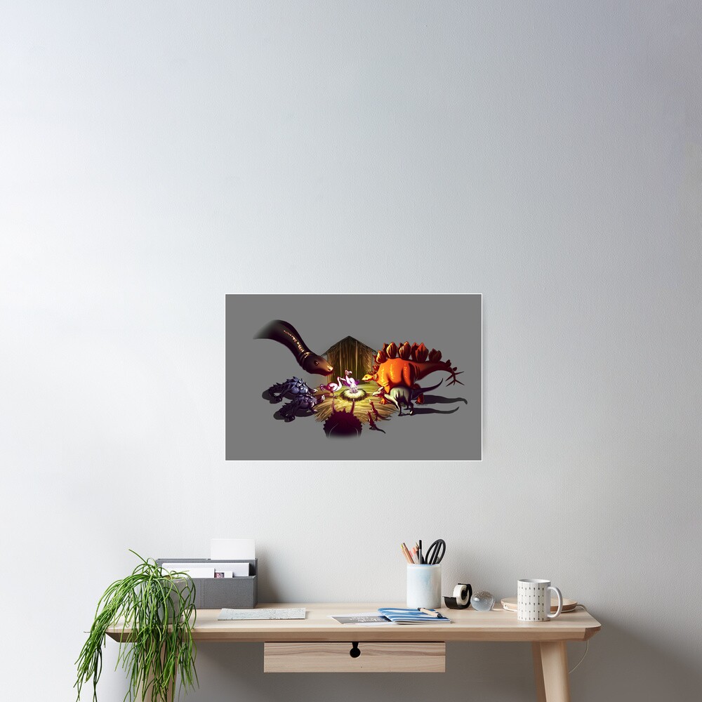 "Dinosaur Nativity Scene" Poster by aimeecozza Redbubble