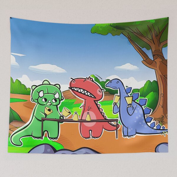 Item preview, Dinosaur Handbell Practice With Triassic Landscape Background designed and sold by SubtleSplit.