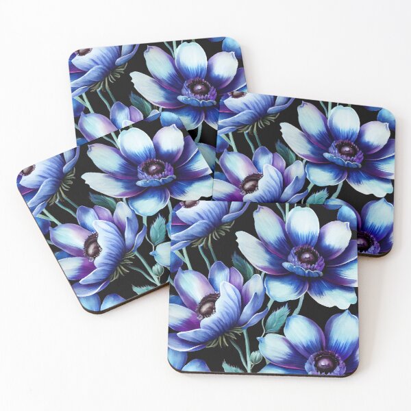 Item preview, Blue anemone flowers pattern  designed and sold by AppleElf.