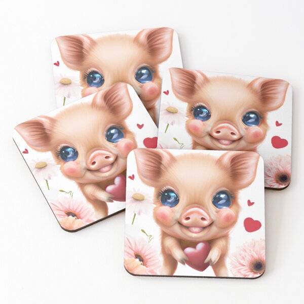 Item preview, Cute Baby Piglet with a Valentine's Heart and flowers designed and sold by Trace1234.