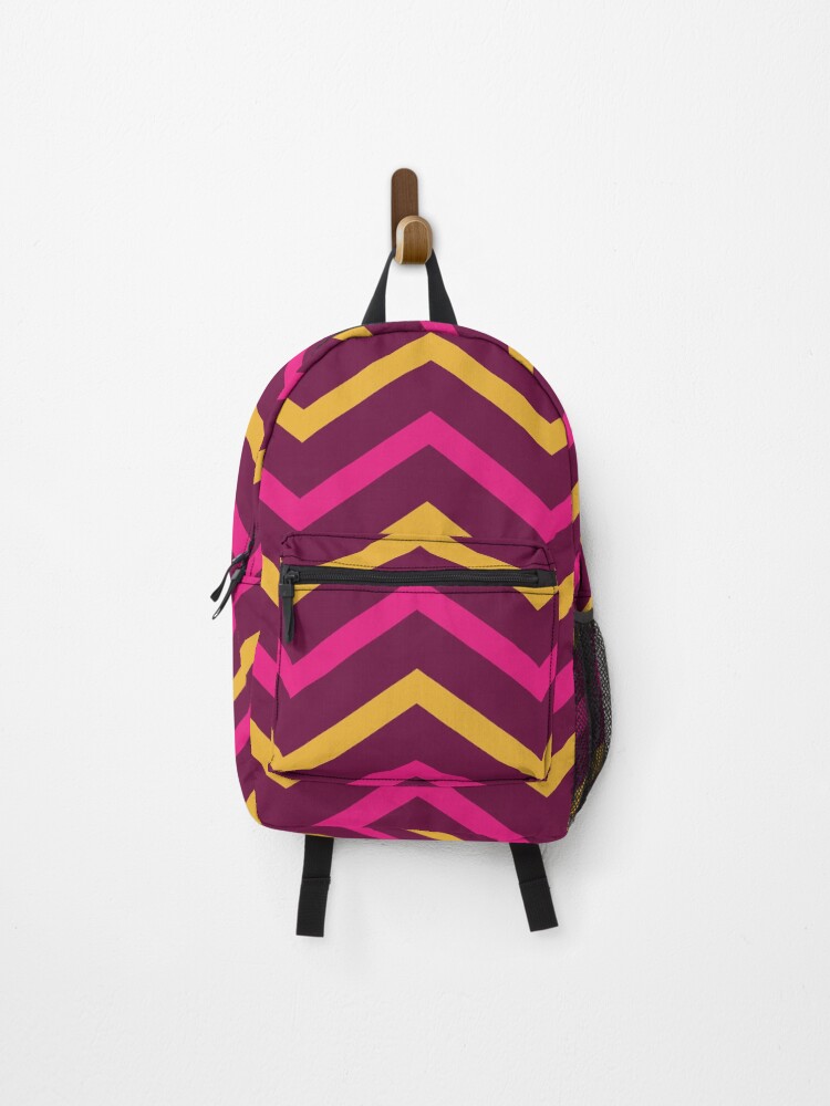 Thumbnail 1 of 3, Backpack, Red and Pink Chevron Pattern designed and sold by SeemDev786.