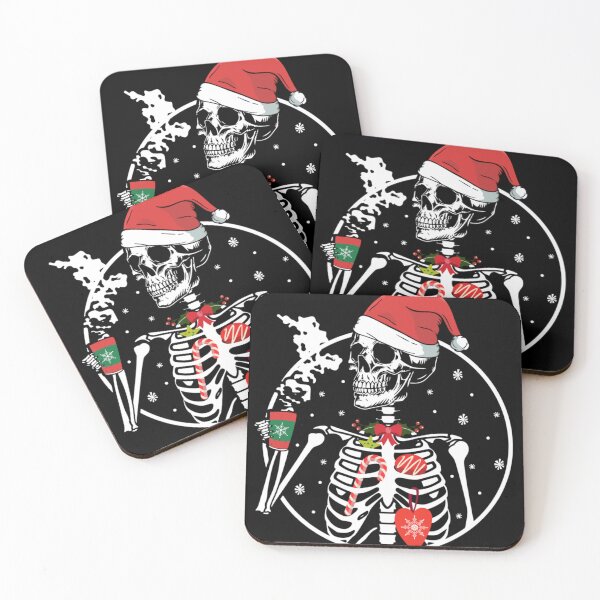 Item preview, Christmas Skeleton With Smiling Skull Drinking Coffee Latte  designed and sold by ChesterGolson.