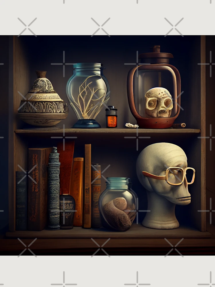 Thumbnail 6 von 6, Premium Oversized Pullover, Curiosities on the Shelf Digital Painting designt und verkauft von CodeAndColors.