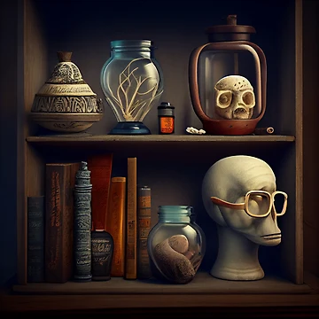 Vorschaubild zum Design Curiosities on the Shelf Digital Painting von CodeAndColors