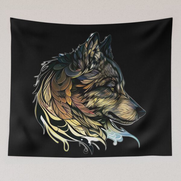 Item preview, Wolf Face Looking to the Woods to Run Free Ethereal Fantasy Wolf Art designed and sold by WhitePinesVale.