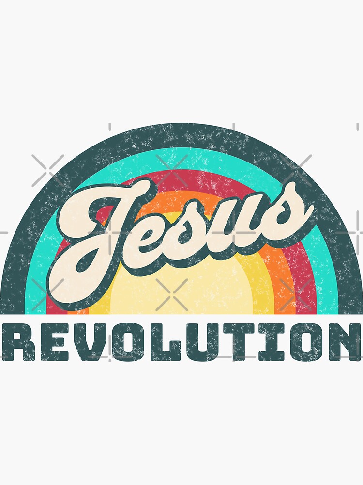 "Jesus Revolution Vintage Rainbow" Sticker for Sale by miyagifactory Redbubble