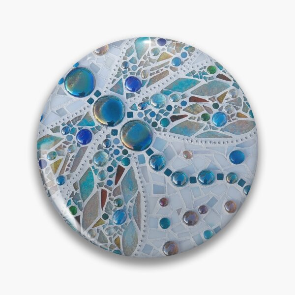 Item preview, Stained glass mosaic dragonfly in white and teal designed and sold by suespaintroom.