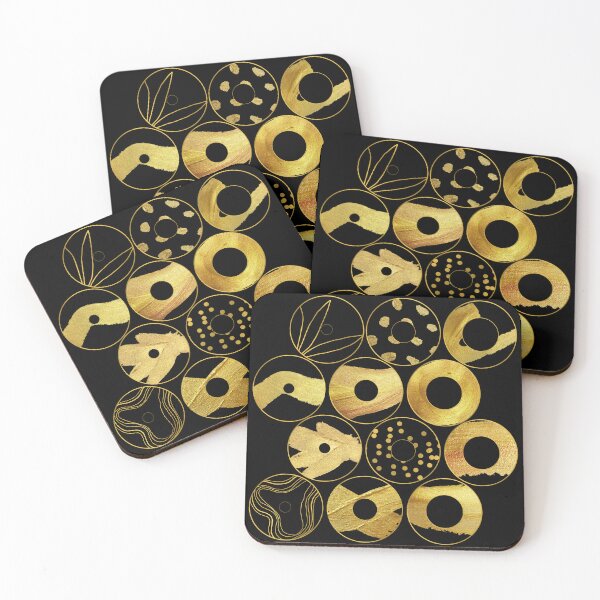 Item preview, Golden geometric circle pattern with black background. designed and sold by CreativeStrand.
