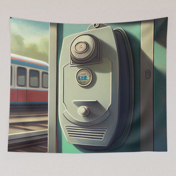 Item preview, Waiting at the Monorail A Doorbells Delight Digital Painting designed and sold by CodeAndColors.