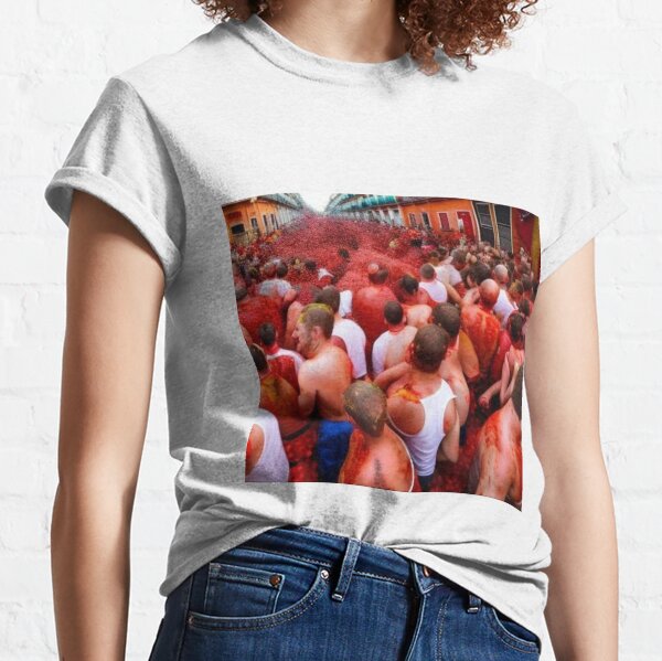 La Tomatina festival.tomato battle in Spain.' Men's T-Shirt