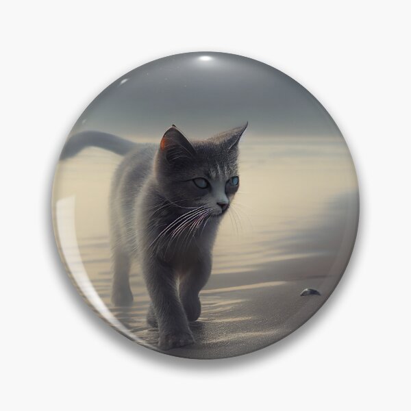 Artikelvorschau, Cat in a Foggy Beach Digital Painting entworfen und verkauft von CodeAndColors.