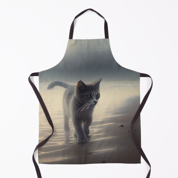 Aperçu de l'œuvre Cat in a Foggy Beach Digital Painting créée et vendue par CodeAndColors.