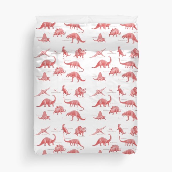 Dinosaur montage - Pink Duvet Cover