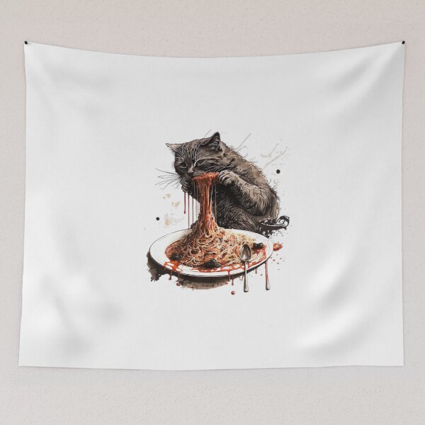 Item preview, Cat eating spaghetti  designed and sold by MystiS.