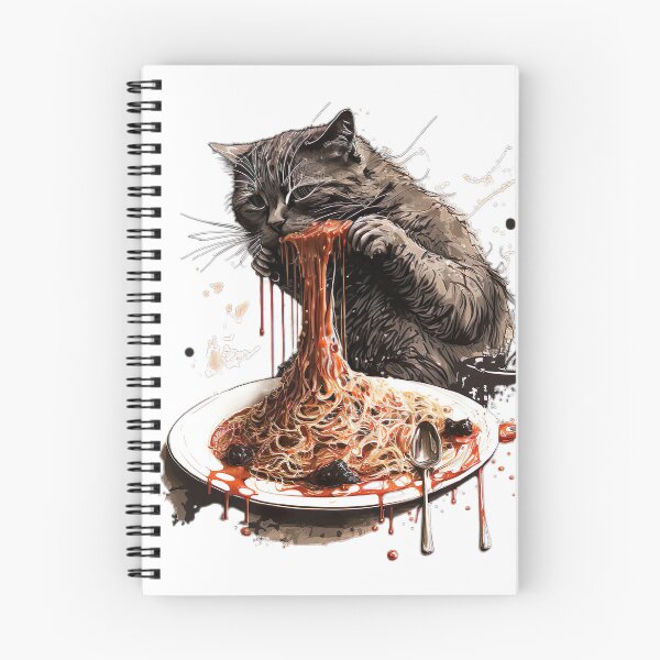 Aperçu de l'œuvre Chat mangeant des spaghettis créée et vendue par MystiS.