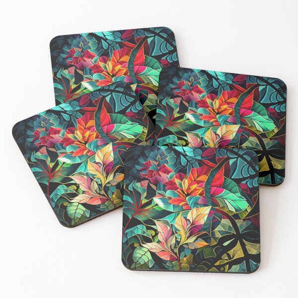 Item preview, Enchanted Mosaic Tropical Pattern Digital Painting designed and sold by CodeAndColors.