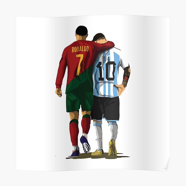 Messi vs Ronal.do CR7 in playing Chess Signature Poster, World Cup