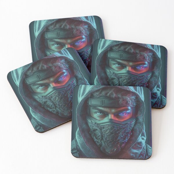 Item preview, Futuristic Neon Ninja Portrait designed and sold by BK-Digiart.