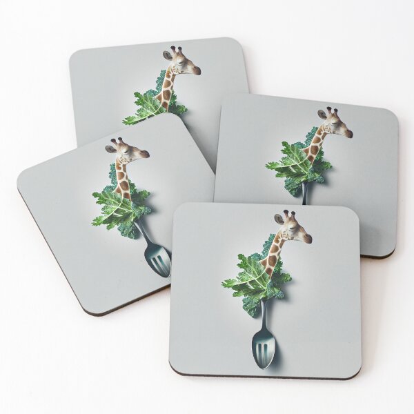 Item preview, Giraffe with a Kale-Filled Spoon Digital Painting designed and sold by CodeAndColors.