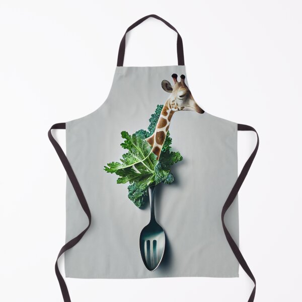 Aperçu de l'œuvre Giraffe with a Kale-Filled Spoon Digital Painting créée et vendue par CodeAndColors.