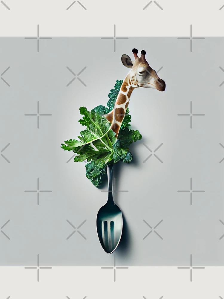 Thumbnail 6 von 6, Premium Oversized Pullover, Giraffe with a Kale-Filled Spoon Digital Painting designt und verkauft von CodeAndColors.