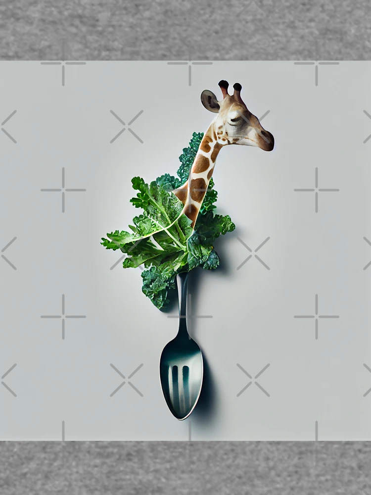 Thumbnail 6 von 6, Leichter Pullover, Giraffe with a Kale-Filled Spoon Digital Painting designt und verkauft von CodeAndColors.