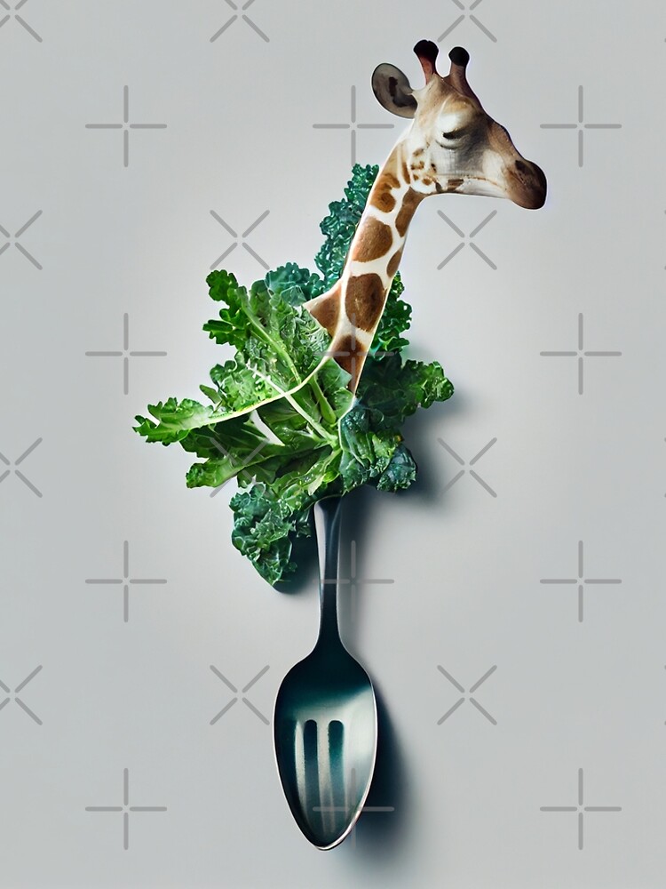 Aperçu 5 sur 5. Robe trapèze avec l'œuvre Giraffe with a Kale-Filled Spoon Digital Painting créée et vendue par CodeAndColors.
