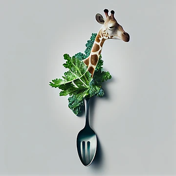 Vorschaubild zum Design Giraffe with a Kale-Filled Spoon Digital Painting von CodeAndColors