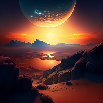 Vorschaubild zum Design Expanding Horizons at Sunset Digital Painting von CodeAndColors