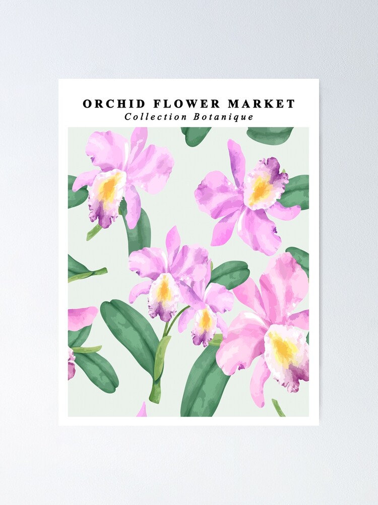 Póster « Mercado de la flor de la orquídea de la acuarela, flores del  mercado de los granjeros, mercado de la floristería, floristería del  mercado de la flor, exposición,» de sibudas | Redbubble