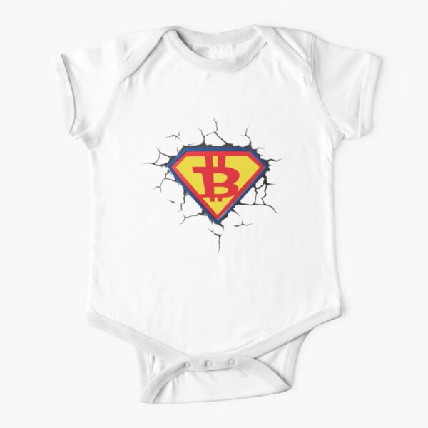 Vintage Bitcoin Logo HODL Superhero Tshirt  Short Sleeve Baby One-Piece