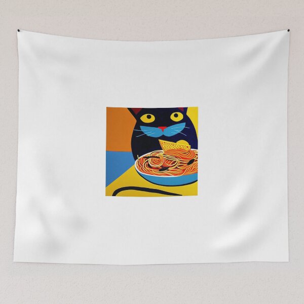 Item preview, Cubism Style Abstract Cat Eating Spaghetti designed and sold by Anton Ashraf.