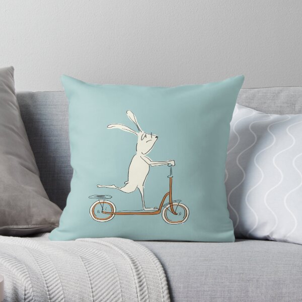 scooter - blue Throw Pillow